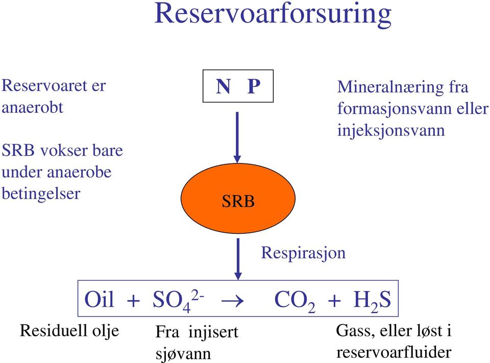 eller injeksjonsvann Respirasjon Residuell olje Oil + SO 4 2- CO