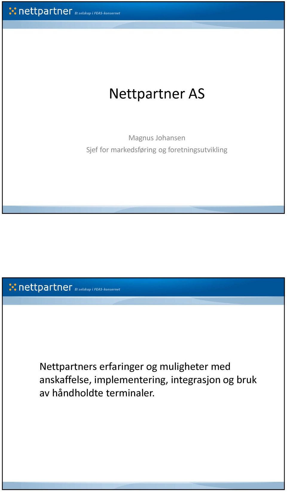 Nettpartners erfaringer og muligheter med