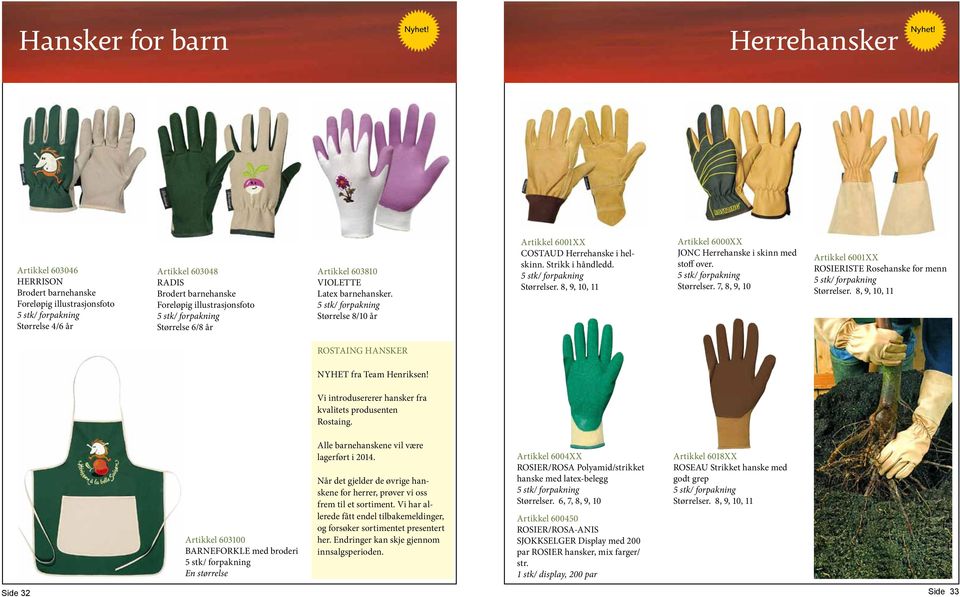 8, 9, 10, 11 Artikkel 6000XX JONC Herrehanske i skinn med stoff over. Størrelser. 7, 8, 9, 10 Artikkel 6001XX ROSIERISTE Rosehanske for menn Størrelser.
