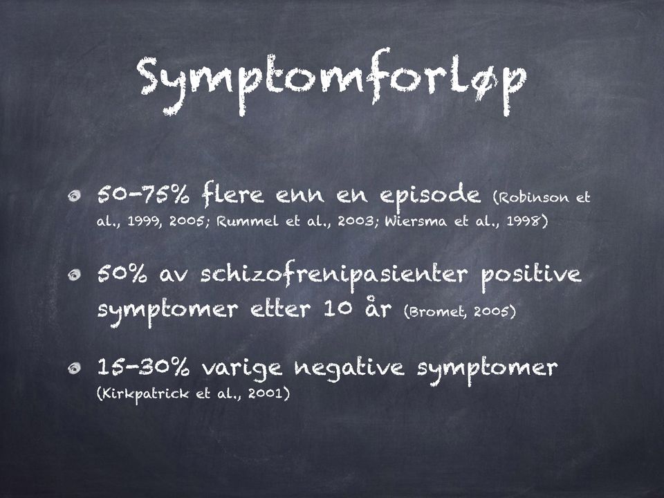 , 1998) 50% av schizofrenipasienter positive symptomer etter