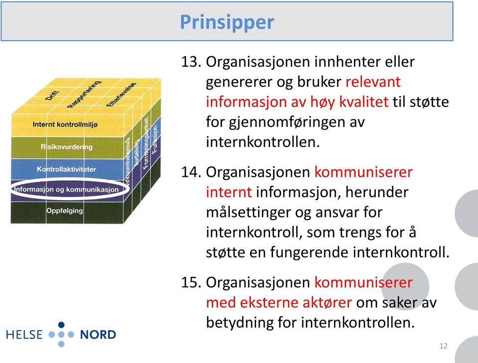 gjennomføringen av internkontrollen. 14.