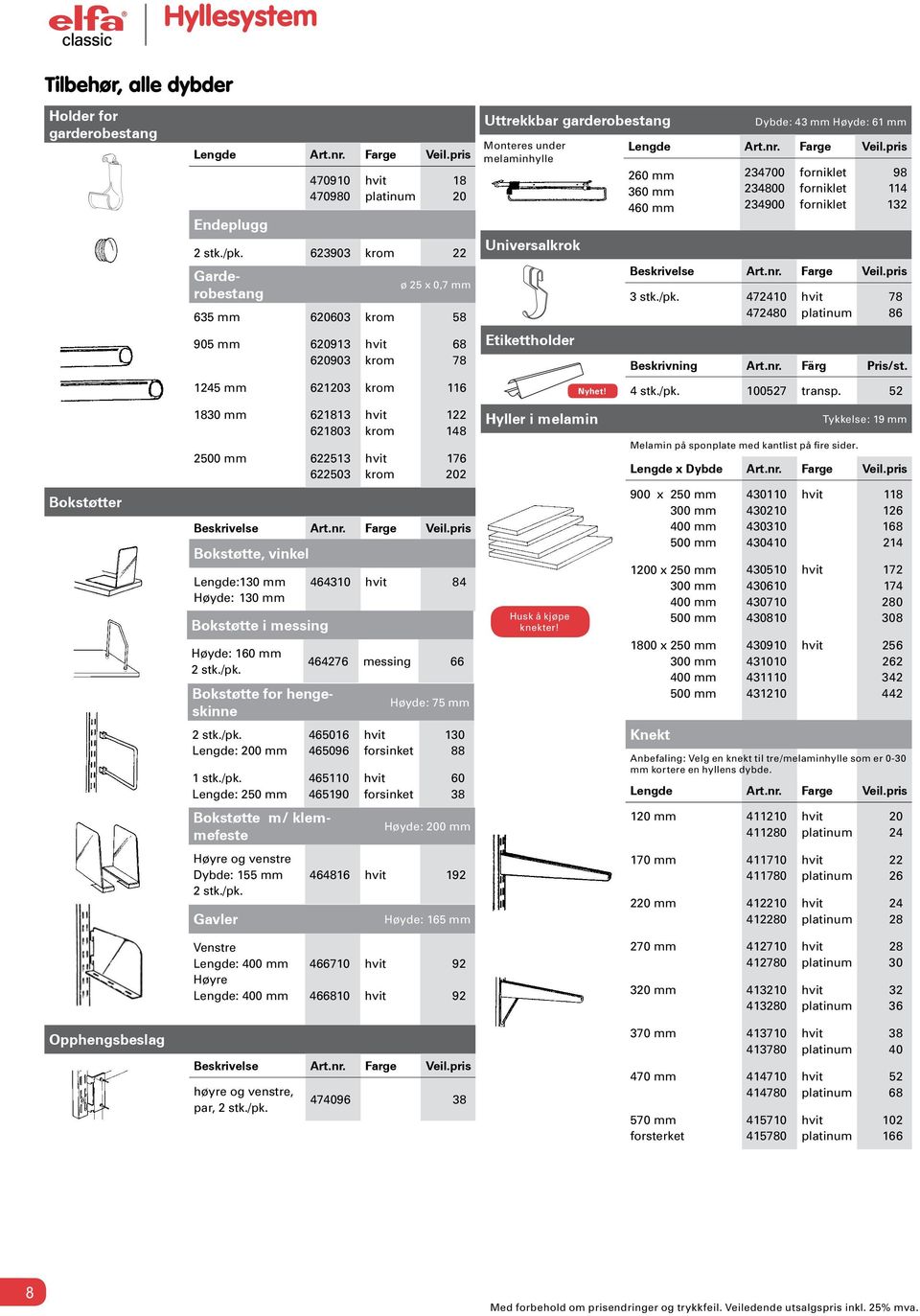 /pk. 623903 krom 22 Garderobestang forsinket forsinket ø 25 x 0,7 mm 635 mm 620603 krom 58 905 mm 62093 620903 krom 68 78 245 mm 62203 krom 6 830 mm 6283 62803 2500 mm 62253 622503 krom krom 8 20 22