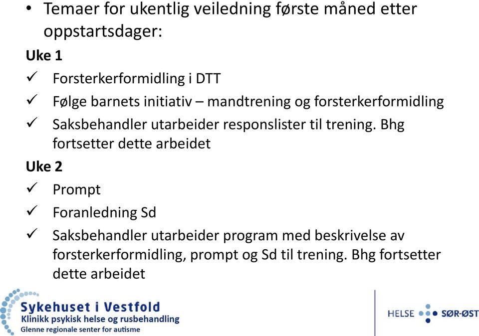 responslister til trening.