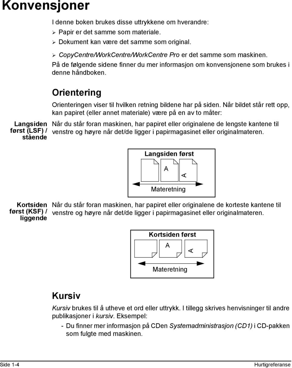 Orientering Orienteringen viser til hvilken retning bildene har på siden.