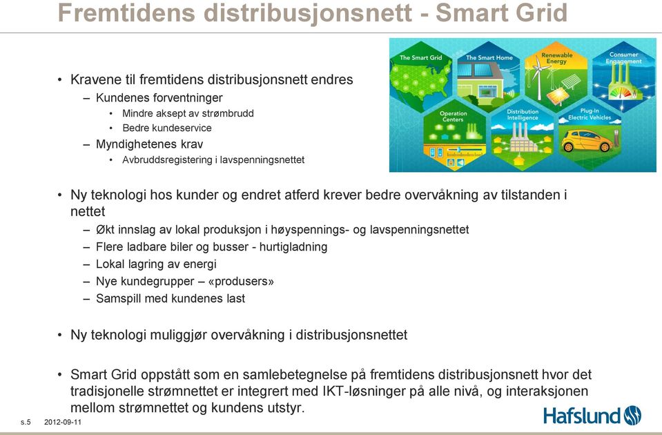 lavspenningsnettet Flere ladbare biler og busser - hurtigladning Lokal lagring av energi Nye kundegrupper «produsers» Samspill med kundenes last Ny teknologi muliggjør overvåkning i