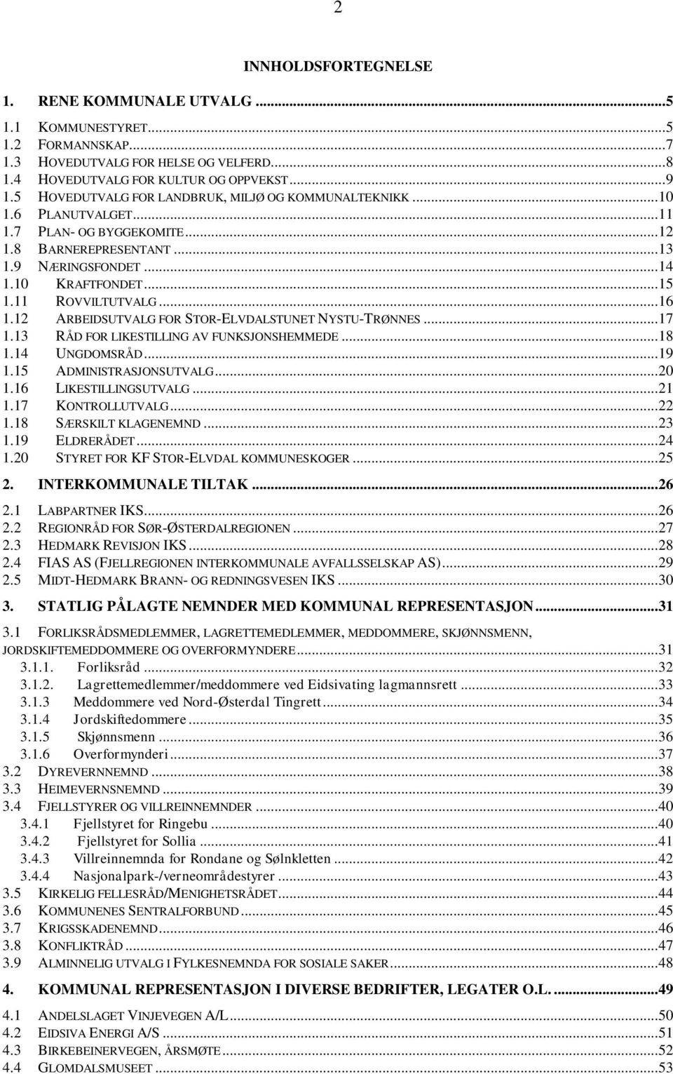 11 ROVVILTUTVALG... 16 1.12 ARBEIDSUTVALG FOR STOR-ELVDALSTUNET NYSTU-TRØNNES... 17 1.13 RÅD FOR LIKESTILLING AV FUNKSJONSHEMMEDE... 18 1.14 UNGDOMSRÅD... 19 1.15 ADMINISTRASJONSUTVALG... 20 1.