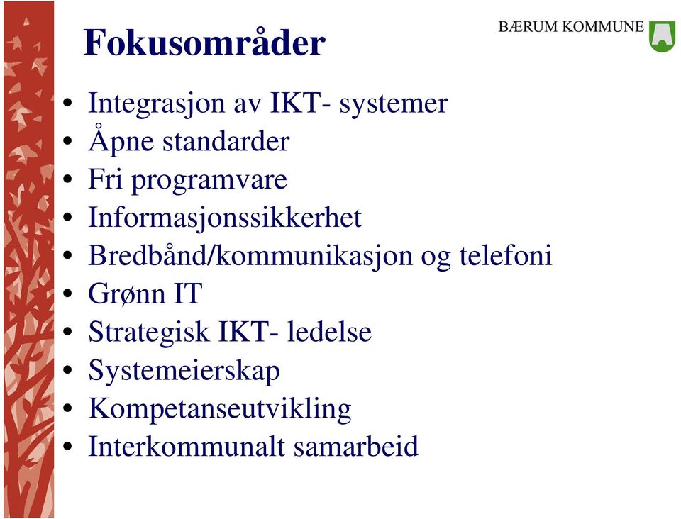 Bredbånd/kommunikasjon og telefoni Grønn IT Strategisk t