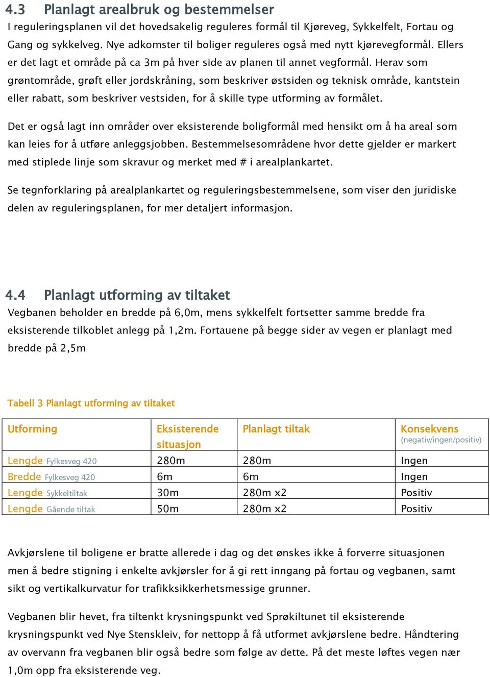 Herav som grøntområde, grøft eller jordskråning, som beskriver østsiden og teknisk område, kantstein eller rabatt, som beskriver vestsiden, for å skille type utforming av formålet.