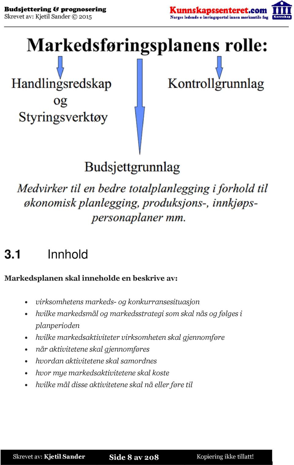 gjennomføre når aktivitetene skal gjennomføres hvordan aktivitetene skal samordnes hvor mye markedsaktivitetene