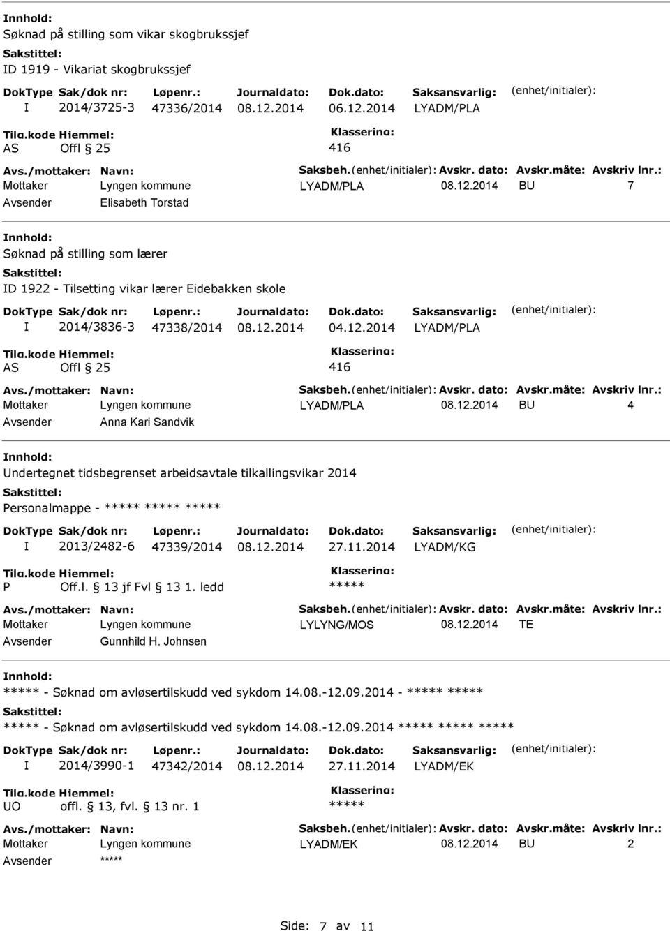 måte: Avskriv lnr.: B 4 Anna Kari Sandvik ndertegnet tidsbegrenset arbeidsavtale tilkallingsvikar 2014 Personalmappe - 2013/2482-6 47339/2014 27.11.2014 LYADM/KG P Off.l. 13 jf Fvl 13 1. ledd Avs.