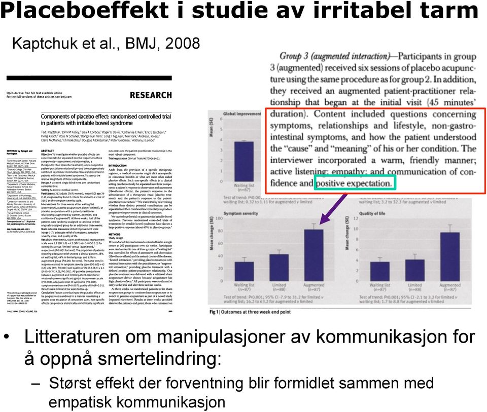 kommunikasjon for å oppnå smertelindring: Størst effekt