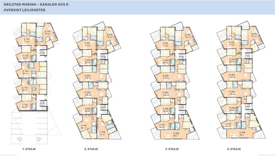 v R D 303 49 m² D 403 49 m² D 304 102 m² D 404 102 m² D 305 102 m² D 405 o t a 102 m² D D 306 54 m² D 307 50 m² D 407 50 m² D 308 96 m² 3. tasj Grilstad Marina As bygghrr format A3 1 : 200 arc kontr.