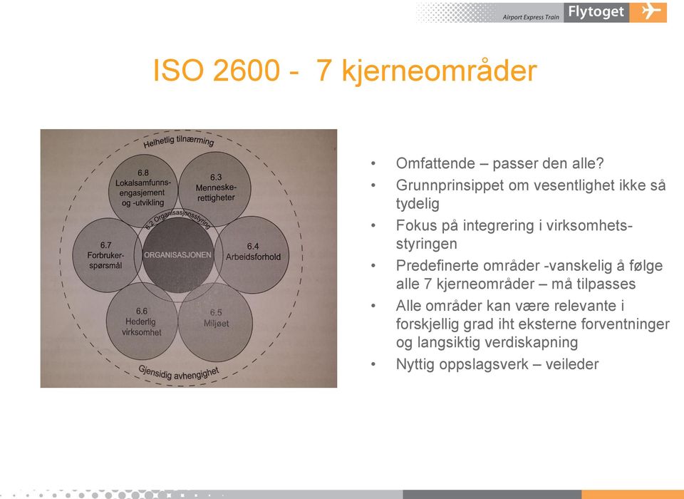 virksomhetsstyringen Predefinerte områder -vanskelig å følge alle 7 kjerneområder må