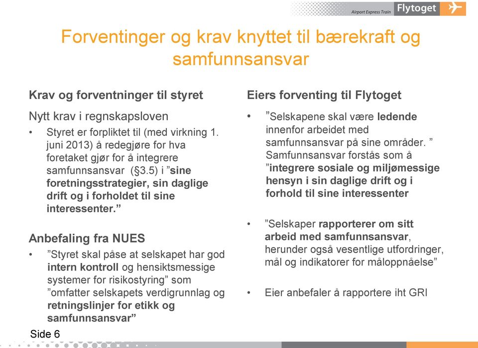 Anbefaling fra NUES Styret skal påse at selskapet har god intern kontroll og hensiktsmessige systemer for risikostyring som omfatter selskapets verdigrunnlag og retningslinjer for etikk og