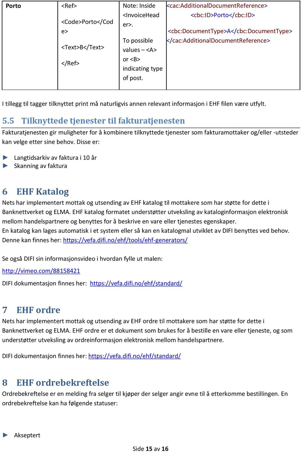 informasjon i EHF filen være utfylt. 5.