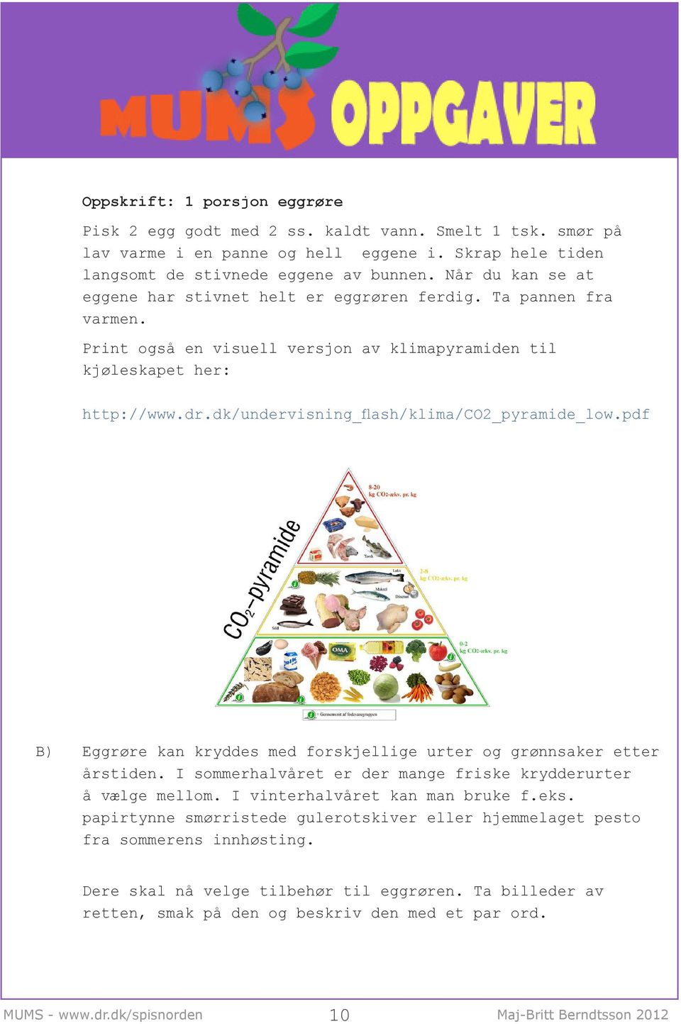 dk/undervisning_flash/klima/co2_pyramide_low.pdf B) Eggrøre kan kryddes med forskjellige urter og grønnsaker etter årstiden. I sommerhalvåret er der mange friske krydderurter å vælge mellom.