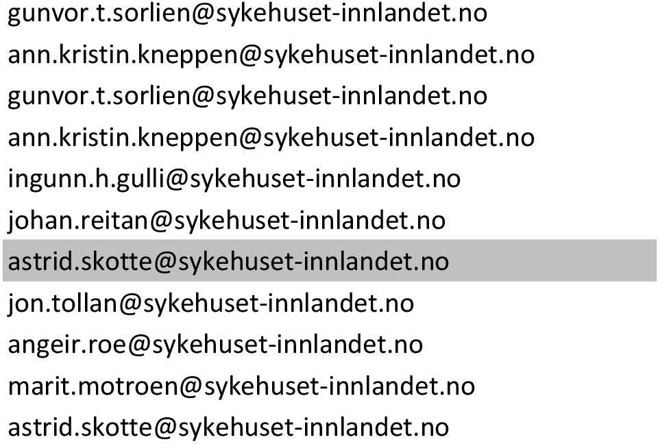 no jon.tollan@sykehuset-innlandet.no angeir.roe@sykehuset-innlandet.no marit.motroen@sykehuset-innlandet.