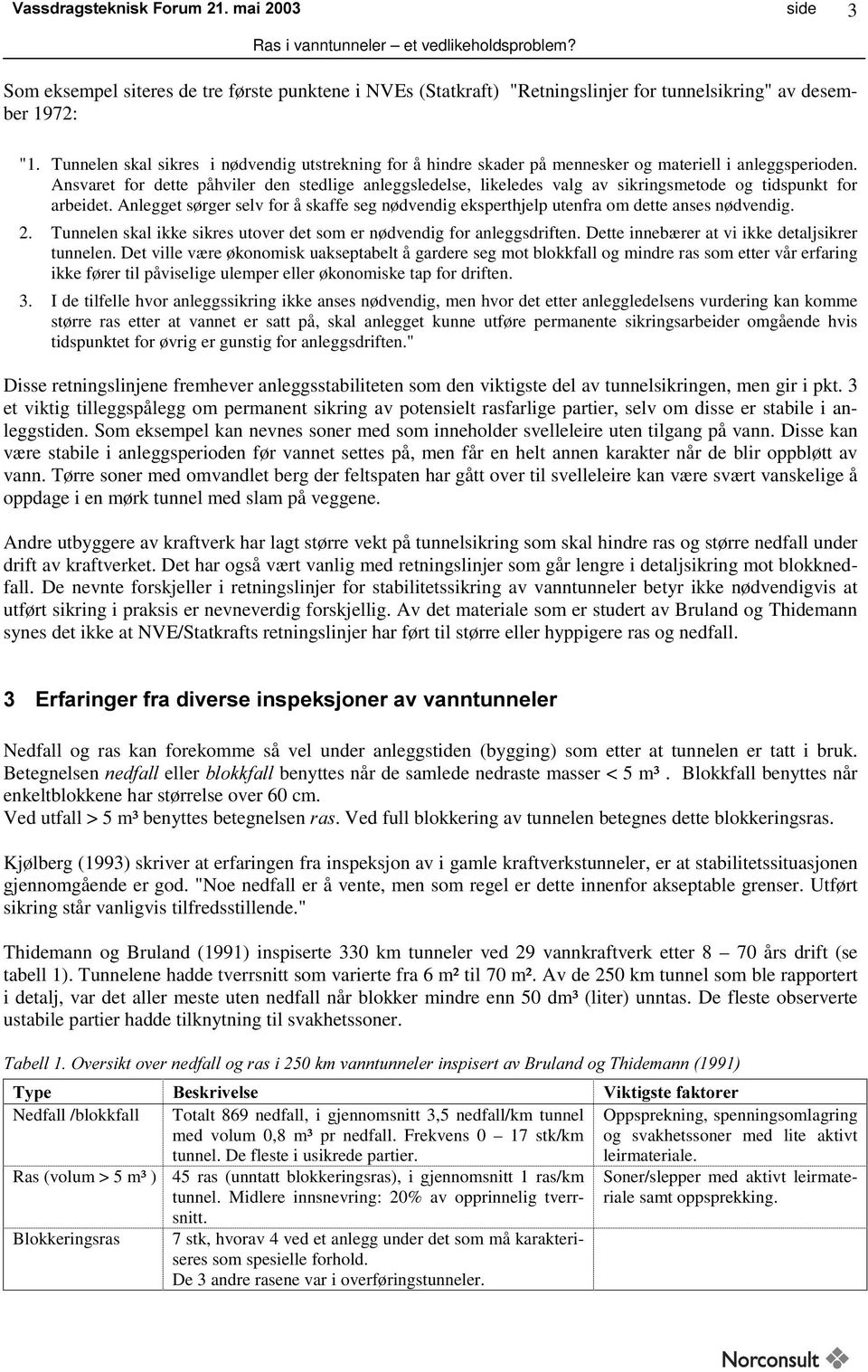 Ansvaret for dette påhviler den stedlige anleggsledelse, likeledes valg av sikringsmetode og tidspunkt for arbeidet.