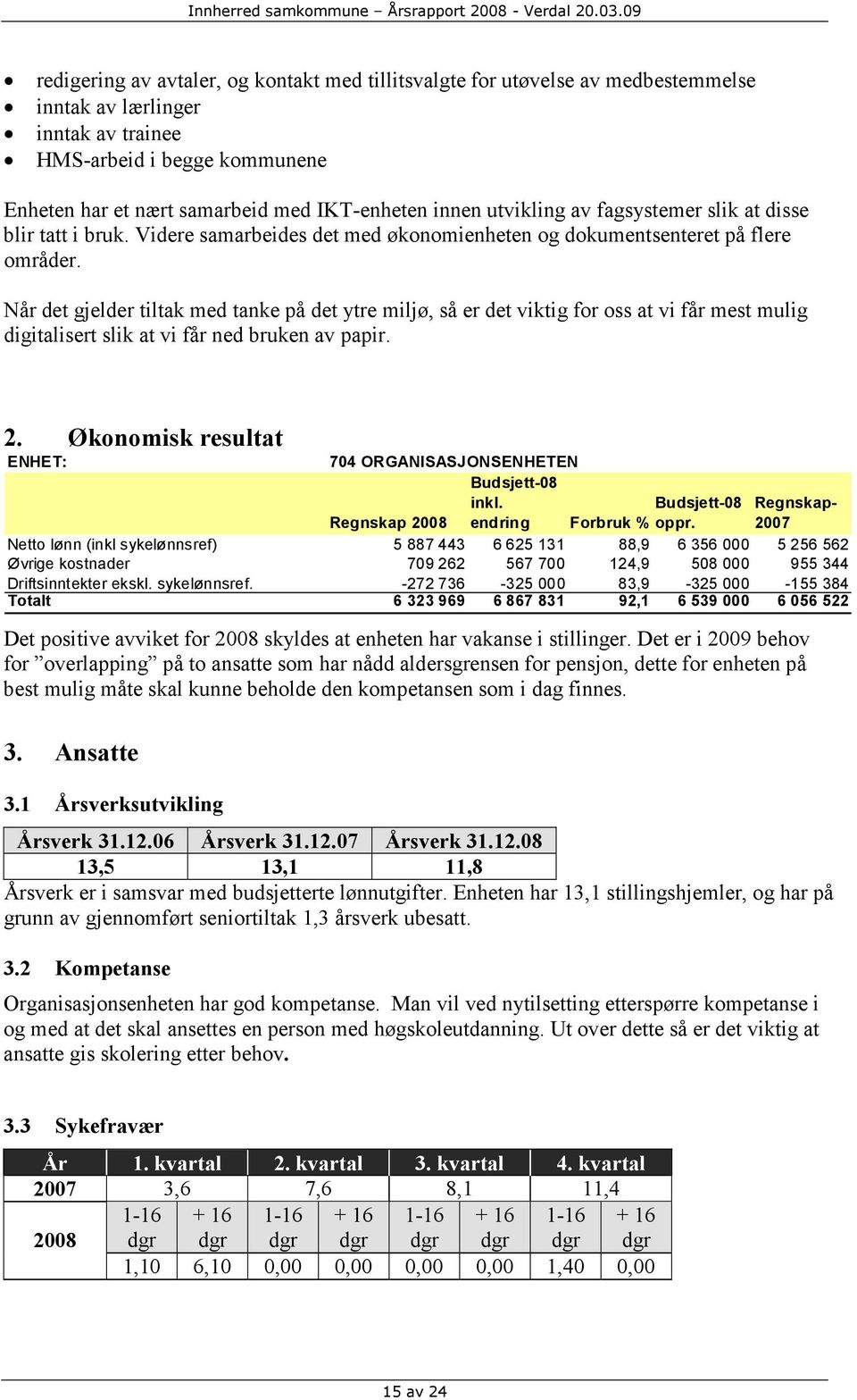 Når det gjelder tiltak med tanke på det ytre miljø, så er det viktig for oss at vi får mest mulig digitalisert slik at vi får ned bruken av papir. 2.