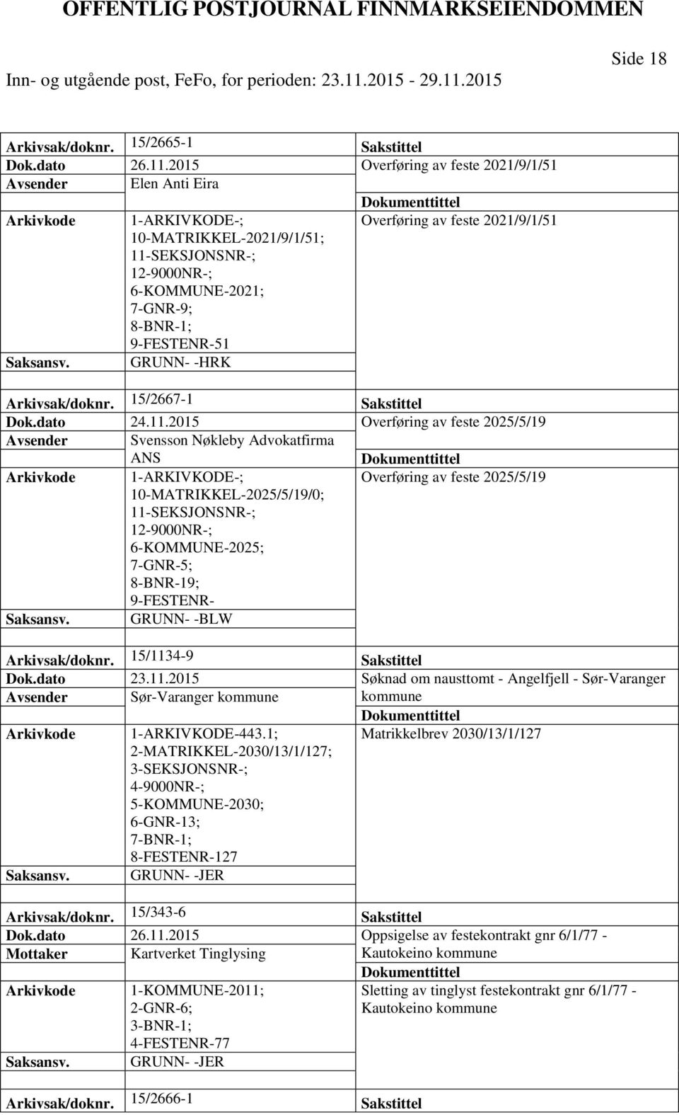 15/2667-1 Sakstittel Dok.dato 24.11.