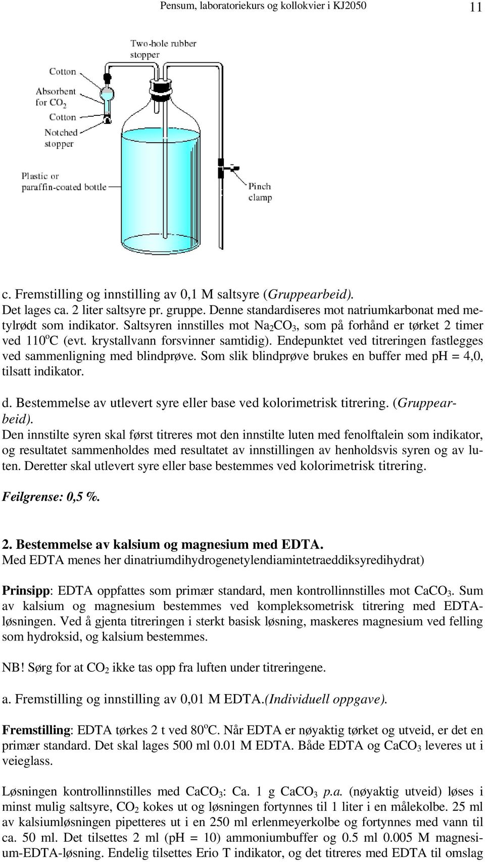 Endepunktet ved titreringen fastlegges ved sammenligning med blindprøve. Som slik blindprøve brukes en buffer med ph = 4,0, tilsatt indikator. d.