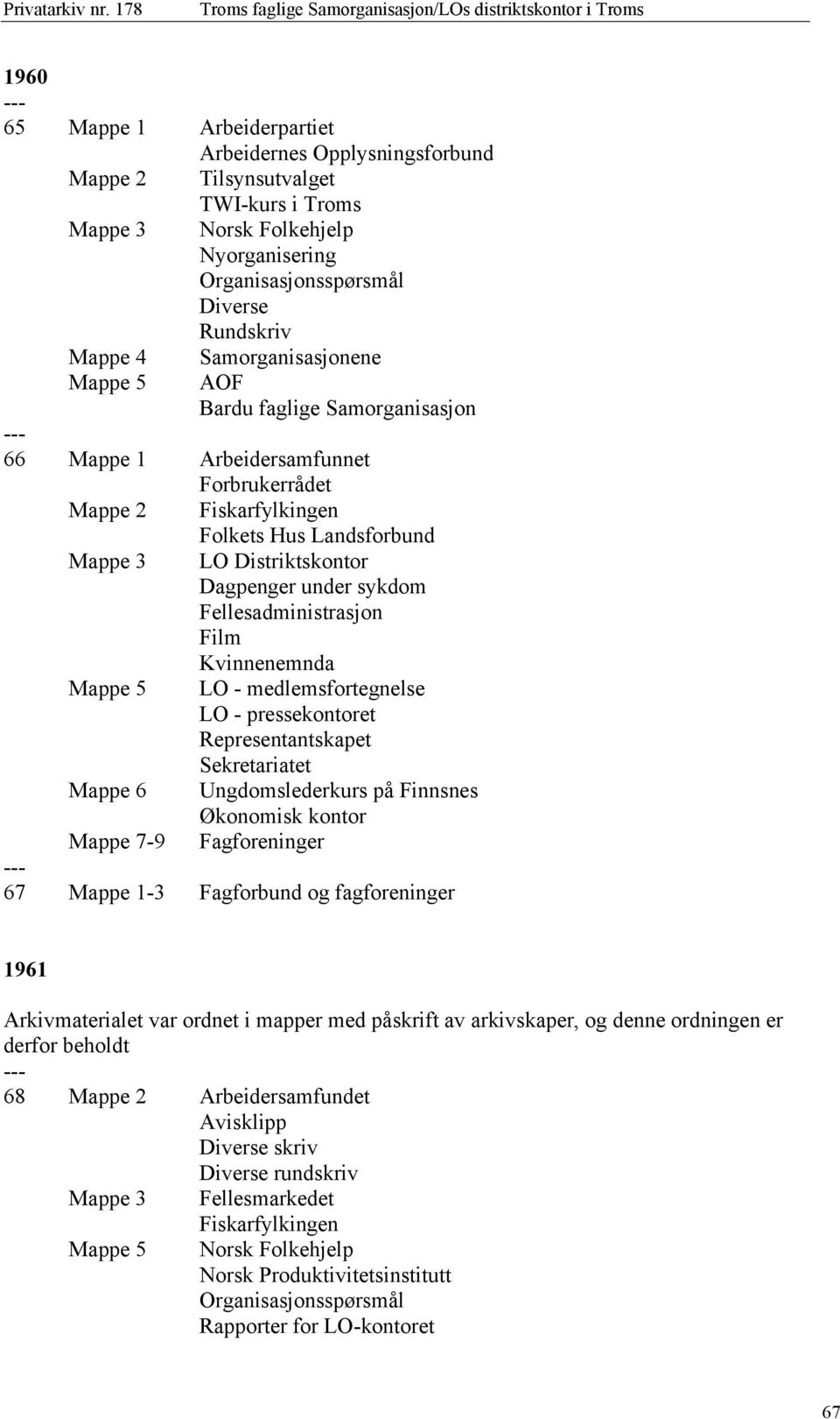 sykdom Fellesadministrasjon Film Kvinnenemnda LO - medlemsfortegnelse LO - pressekontoret Representantskapet Sekretariatet Mappe 6 Ungdomslederkurs på Finnsnes Økonomisk kontor Mappe 7-9