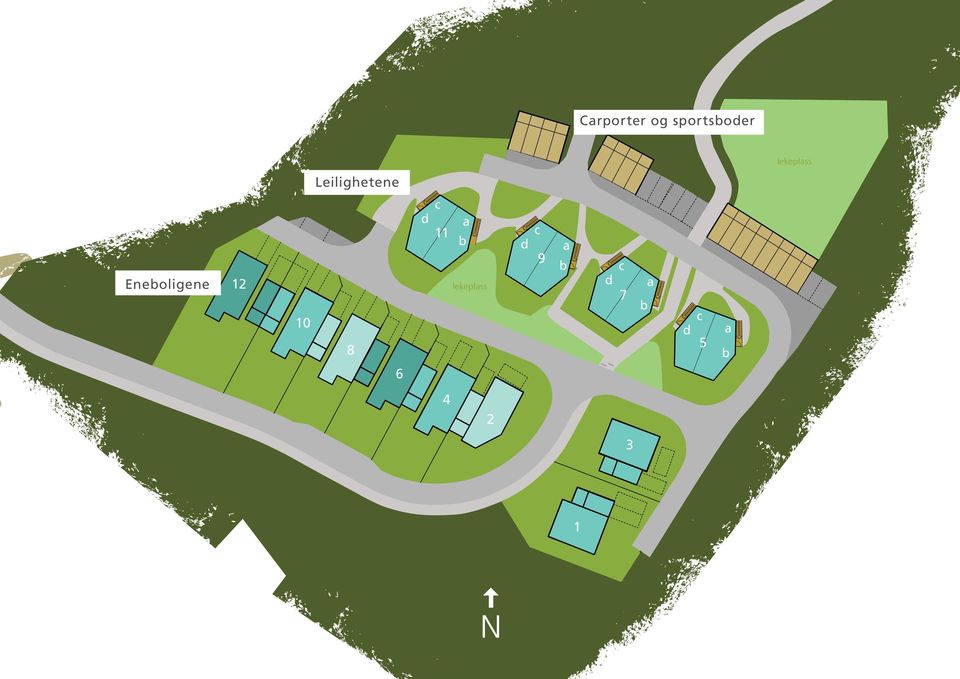 Eneboligene 12 10 8 c d a 11 b