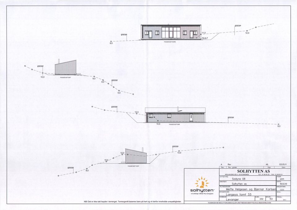 qjelder I Sign. I HYTTETYPE: ARKITEKT: TILTAKSHAVER: BYGGEPLASS: Langøya tomt 33 KOMMUNE: Levanaer SOLHYTTEN AS WELHAVENS VEI 4-4319 SANDNES TLF.: 51 68 50 30 - FA.