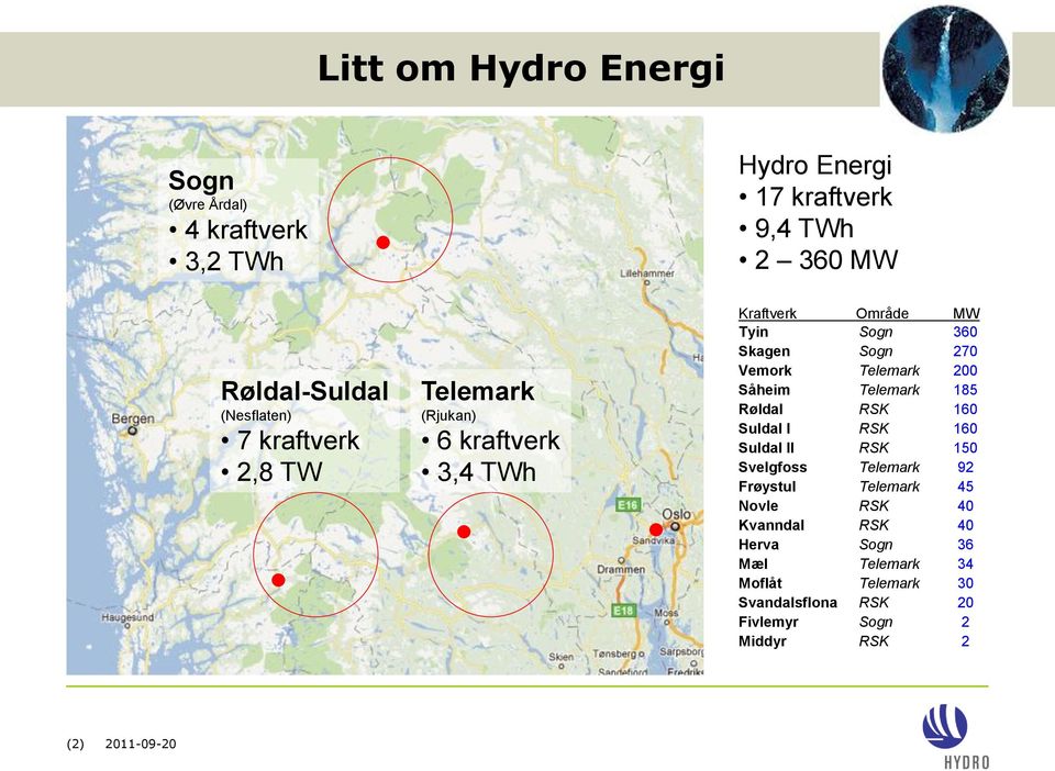 200 Såheim Telemark 185 Røldal RSK 160 Suldal I RSK 160 Suldal II RSK 150 Svelgfoss Telemark 92 Frøystul Telemark 45 Novle RSK