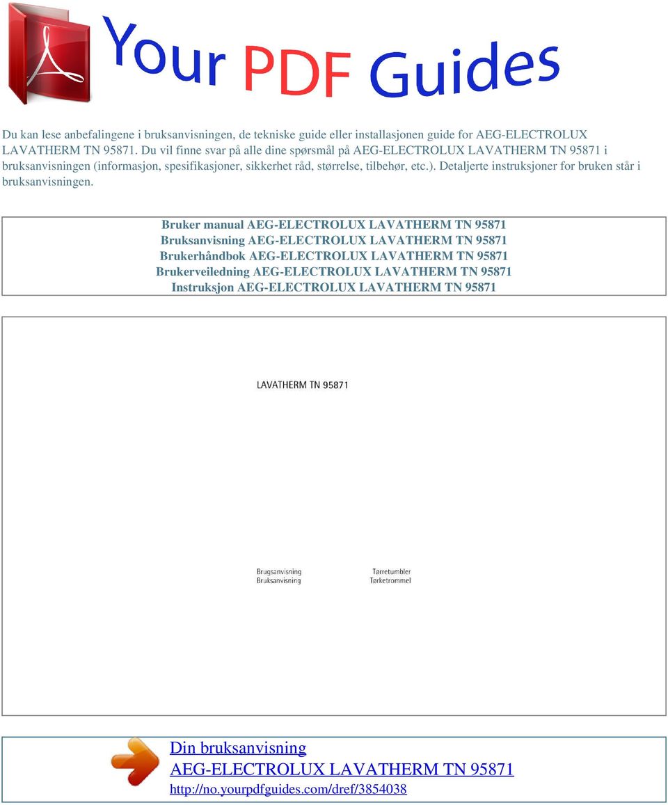 Din bruksanvisning AEG-ELECTROLUX LAVATHERM TN - PDF Free Download