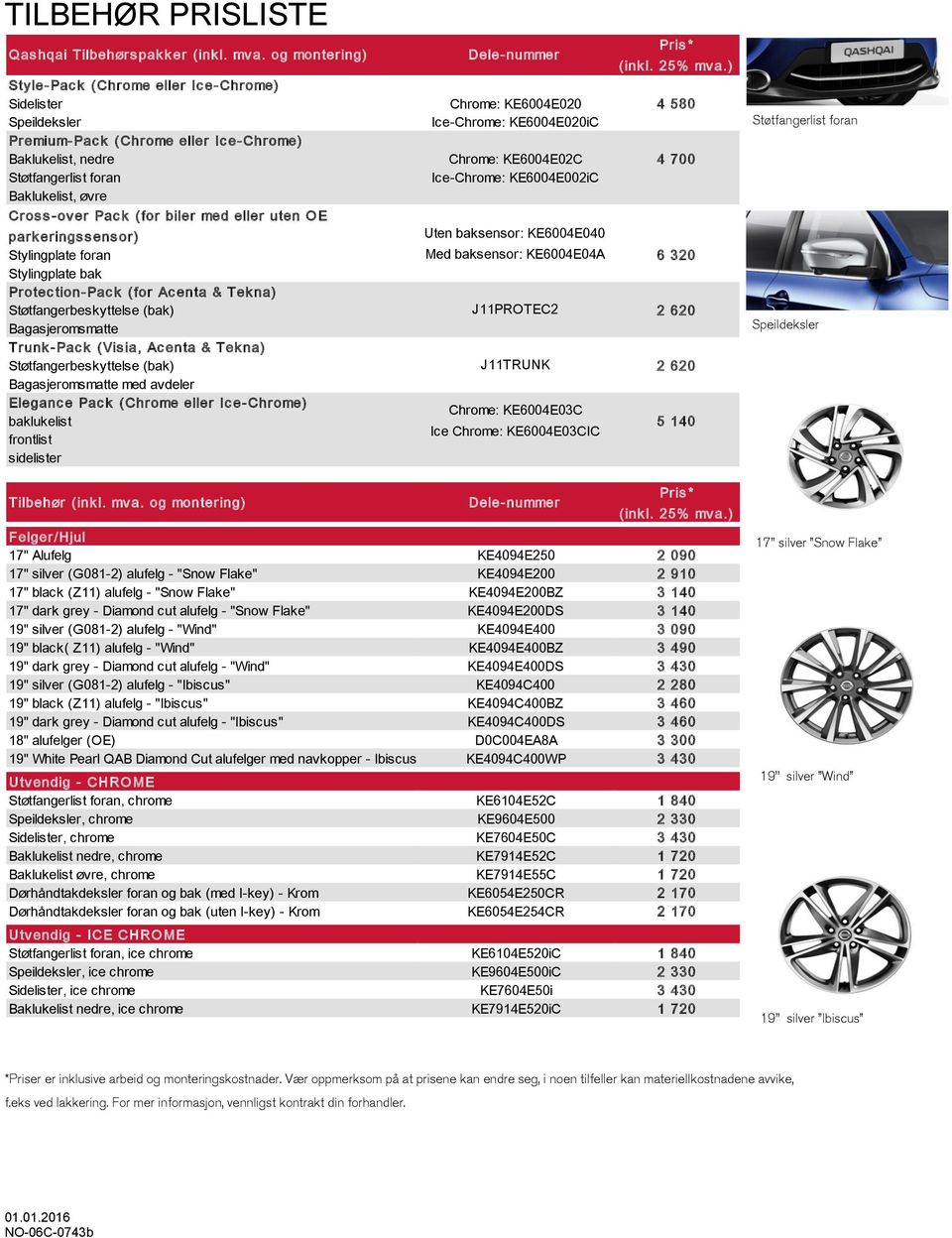 700 Støtfangerlist foran Ice-Chrome: KE6004E002iC Baklukelist, øvre Cros s -ov er Pac k (for biler med eller uten O E park erings s ens or) Stylingplate foran Uten baksensor: KE6004E040 Med