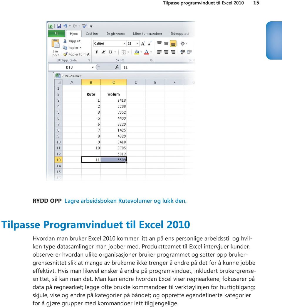 Produktteamet til Excel intervjuer kunder, observerer hvordan ulike organisasjoner bruker programmet og setter opp brukergrensesnittet slik at mange av brukerne ikke trenger å endre på det for å