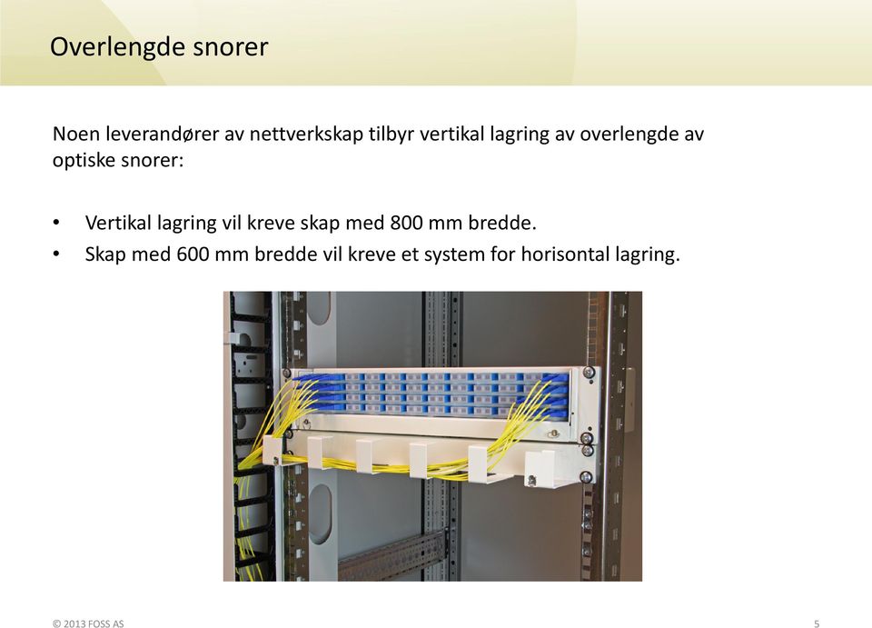 lagring vil kreve skap med 800 mm bredde.