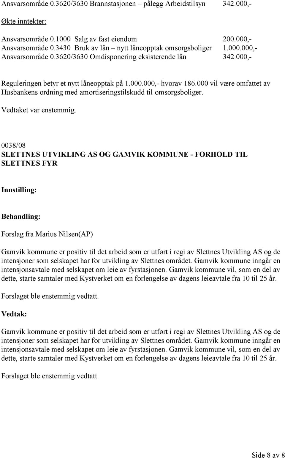 000 vil være omfattet av Husbankens ordning med amortiseringstilskudd til omsorgsboliger. Vedtaket var enstemmig.