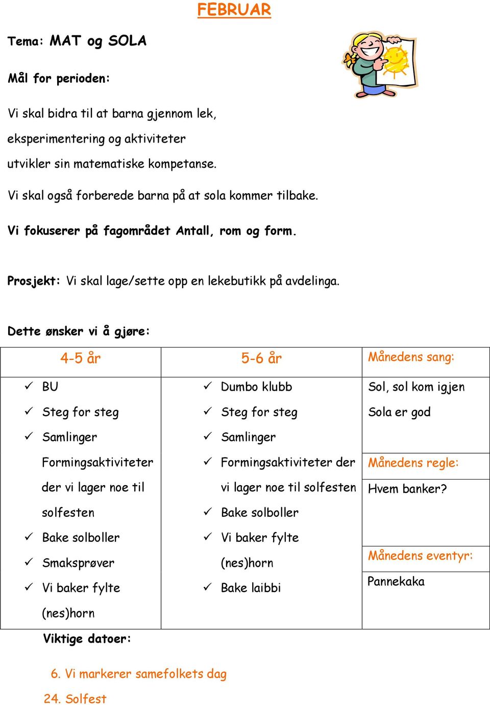 Prosjekt: Vi skal lage/sette opp en lekebutikk på avdelinga.