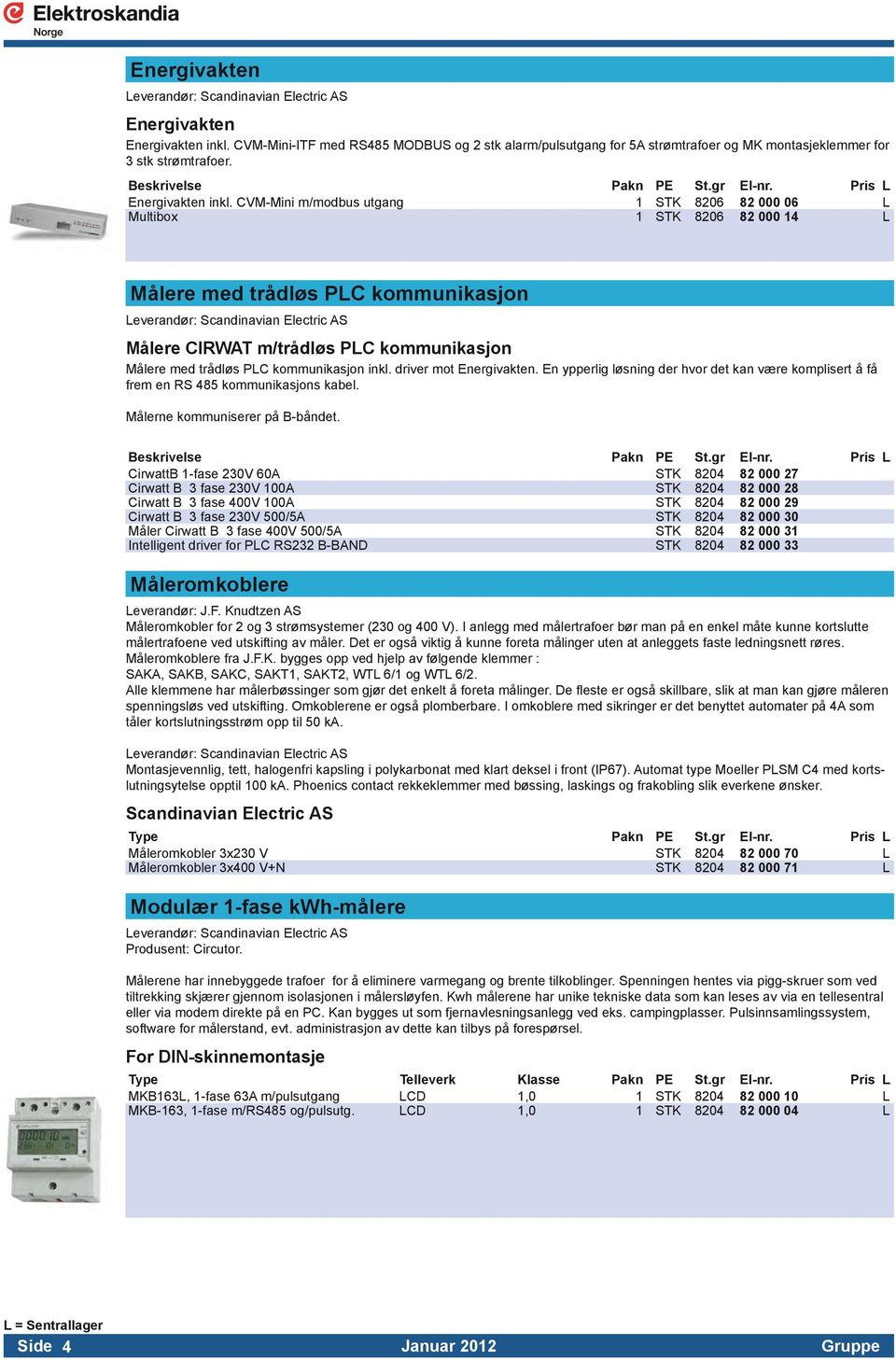 CVM-Mini m/modbus utgang 1 STK 06 000 06 L Multibox 1 STK 06 000 L Målere med trådløs PLC kommunikasjon Målere CIRWT m/trådløs PLC kommunikasjon Målere med trådløs PLC kommunikasjon inkl.