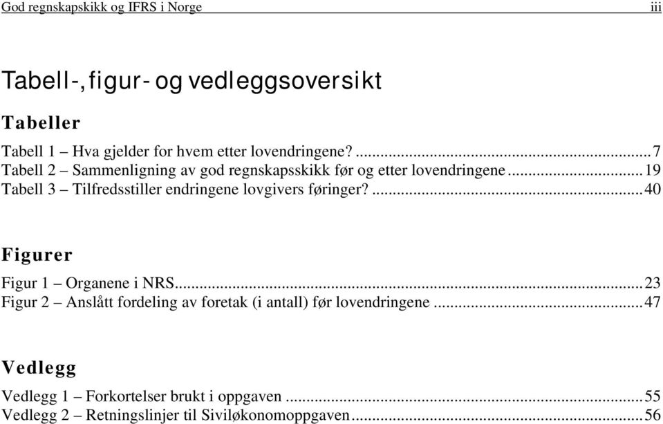 ..19 Tabell 3 Tilfredsstiller endringene lovgivers føringer?...40 Figurer Figur 1 Organene i NRS.