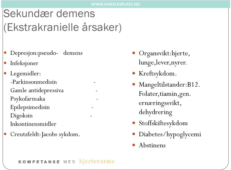 Gamle antidepressiva - Psykofarmaka - Epilepsimedisin - Digoksin - Inkontinensmidler