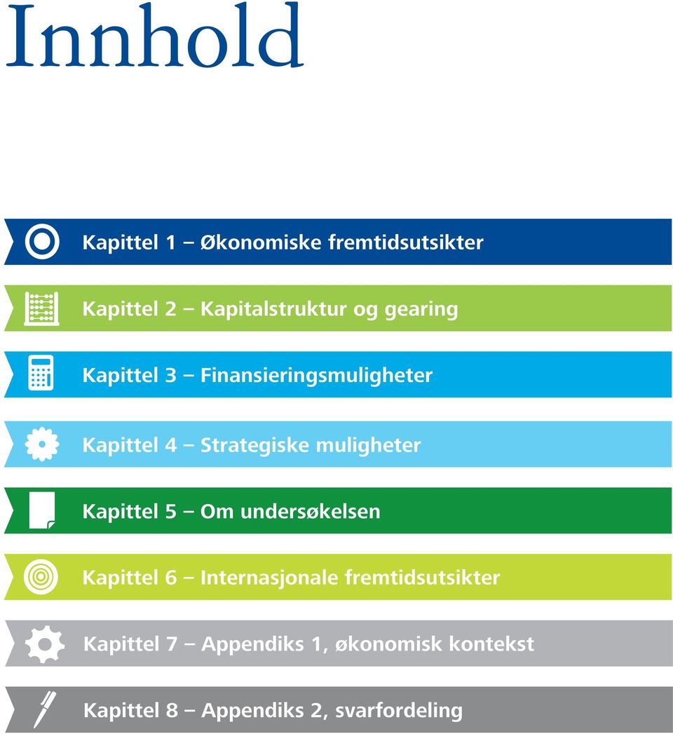 Kapittel 5 Om undersøkelsen Kapittel 6 Internasjonale fremtidsutsikter