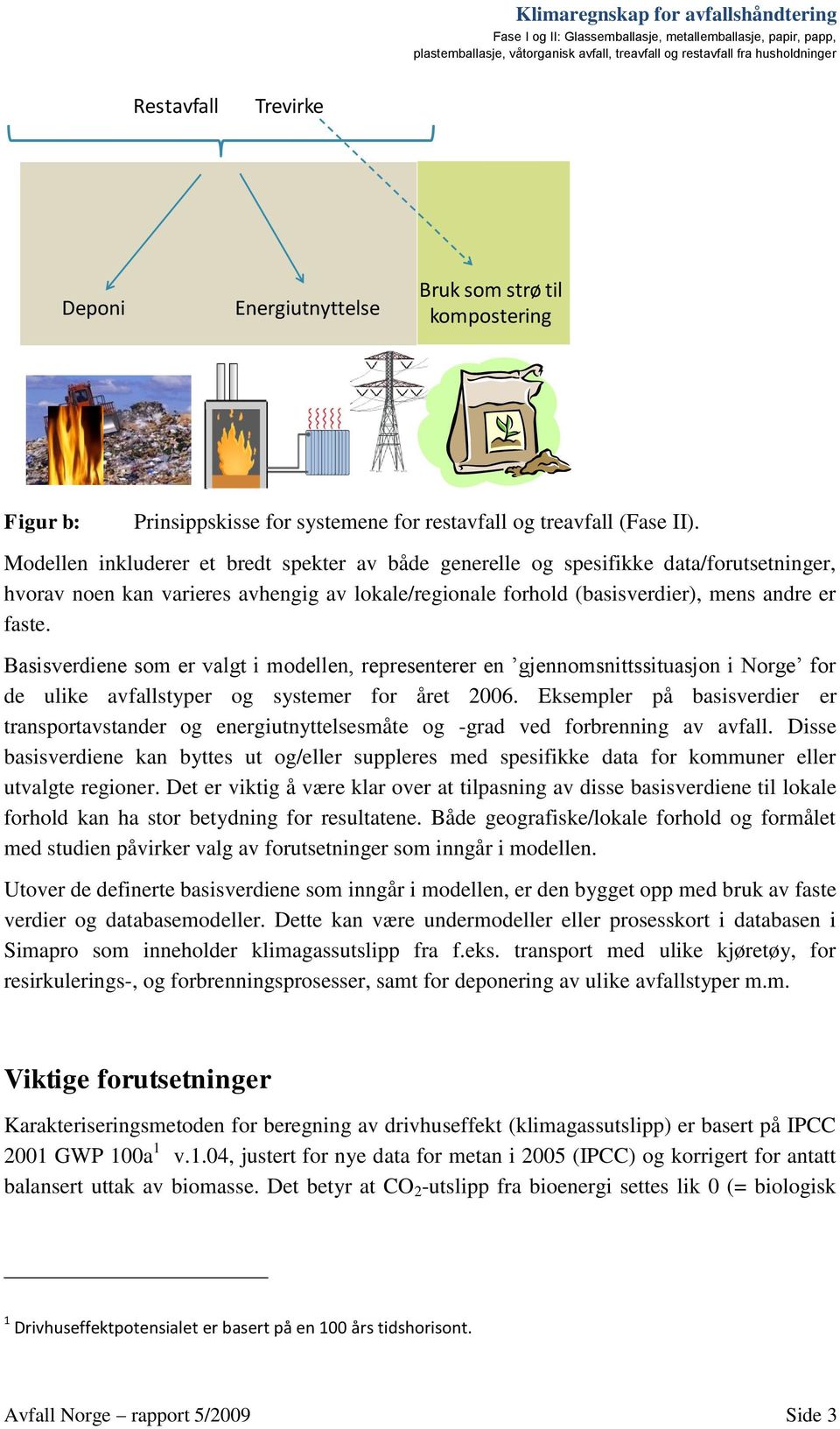 Basisverdiene som er valgt i modellen, representerer en gjennomsnittssituasjon i Norge for de ulike avfallstyper og systemer for året 2006.