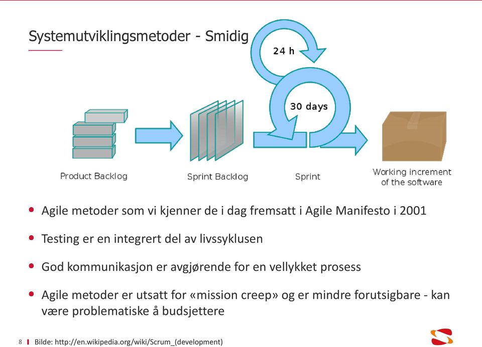 for en vellykket prosess Agile metoder er utsatt for «mission creep» og er mindre