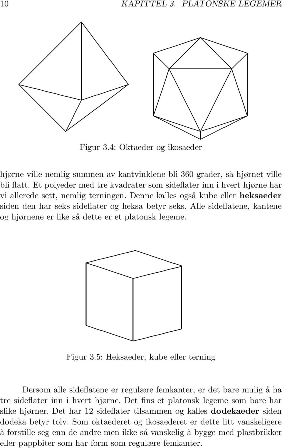 Alle sideflatene, kantene og hjørnene er like så dette er et platonsk legeme. Figur 3.