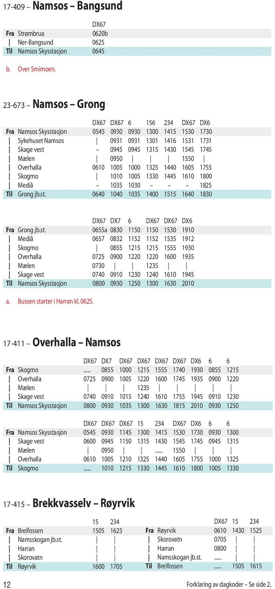 Mælen 0950 1550 Overhalla 0610 1005 1000 1325 1440 1605 1755 Skogmo 1010 1005 1330 1445 1610 1800 Mediå 1035 1030 1825 Til Grong jb.st.