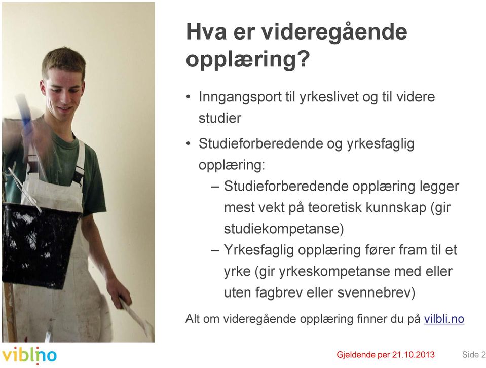 Studieforberedende opplæring legger mest vekt på teoretisk kunnskap (gir studiekompetanse)