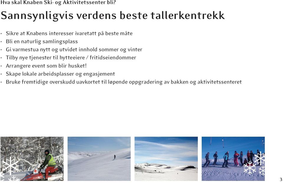 samlingsplass Gi varmestua nytt og utvidet innhold sommer og vinter Tilby nye tjenester til hytteeiere /