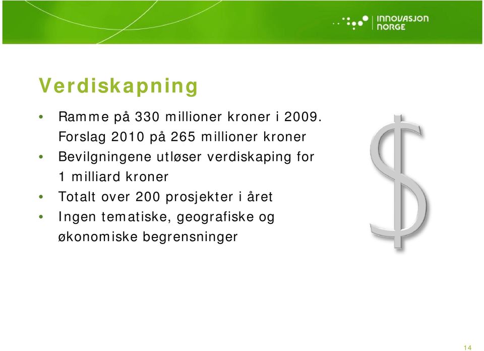 verdiskaping for 1 milliard kroner Totalt over 200