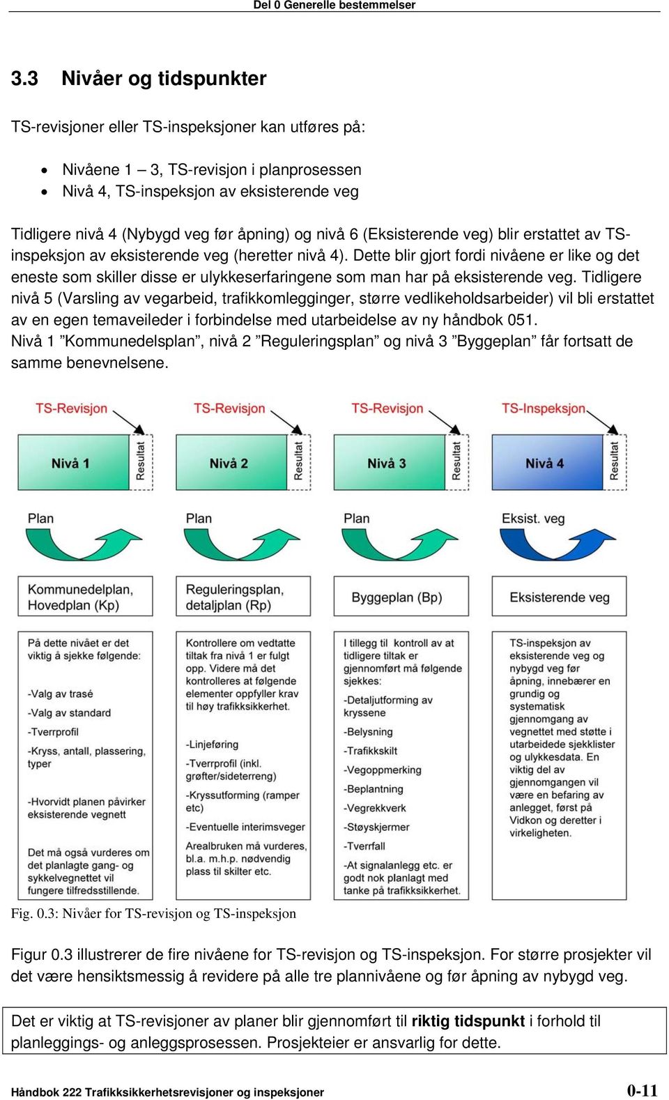 og nivå 6 (Eksisterende veg) blir erstattet av TSinspeksjon av eksisterende veg (heretter nivå 4).