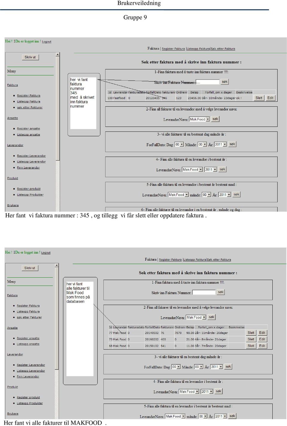 eller oppdatere faktura.