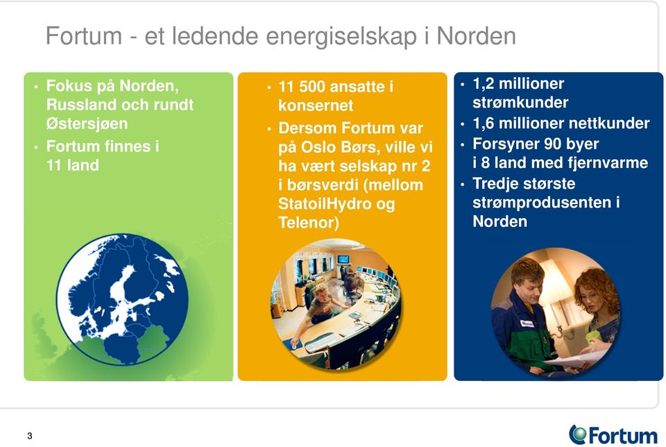 vært selskap nr 2 i børsverdi (mellom StatoilHydro og Telenor) 1,2 millioner strømkunder 1,6