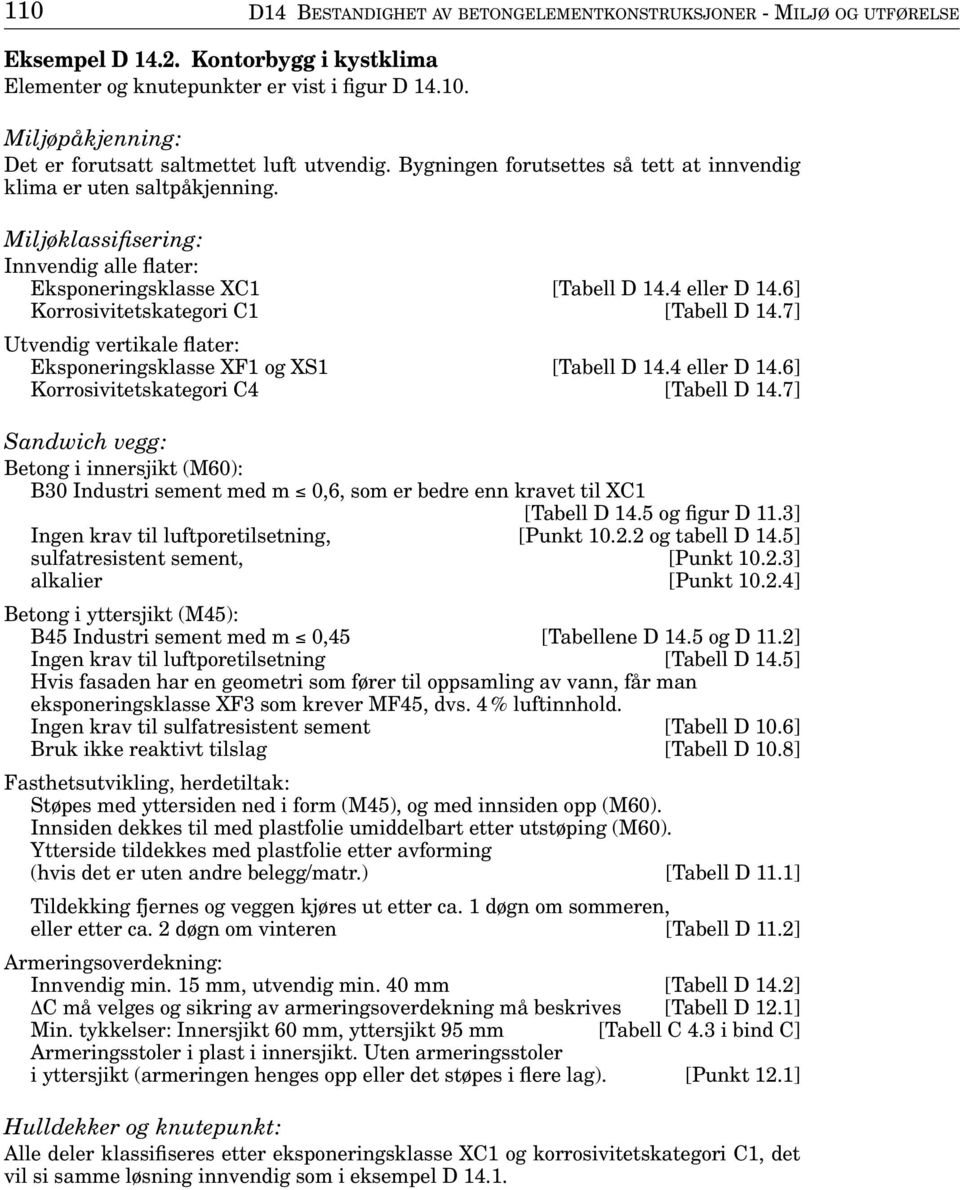 6] Korrosivitetskategori C1 [Tabell D 14.7] Utvendig vertikale flater: Eksponeringsklasse XF1 og XS1 [Tabell D 14.4 eller D 14.6] Korrosivitetskategori C4 [Tabell D 14.